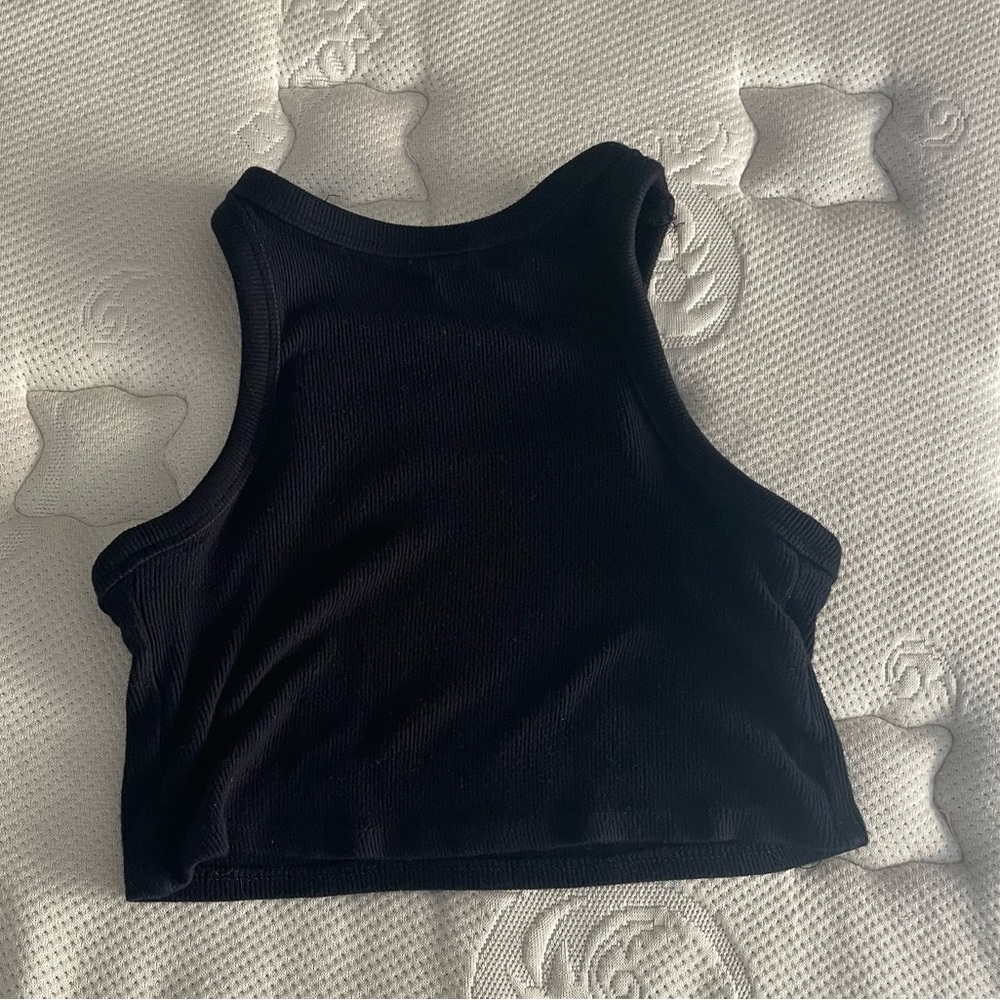 Bershka cropped tank top in black